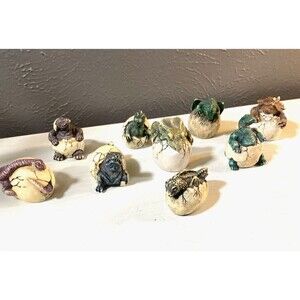Lot of 9 Baby Dinosaurs Breaking Out of Shell - VINTAGE